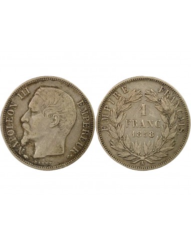 Napoléon III Tête nue 1 franc Argent 1858 A - Paris