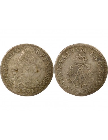 Louis XIV Aux Deux L 4 sols Argent 1691 A - Paris