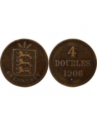 Guernesey 4 doubles Bronze 1906 H Heaton