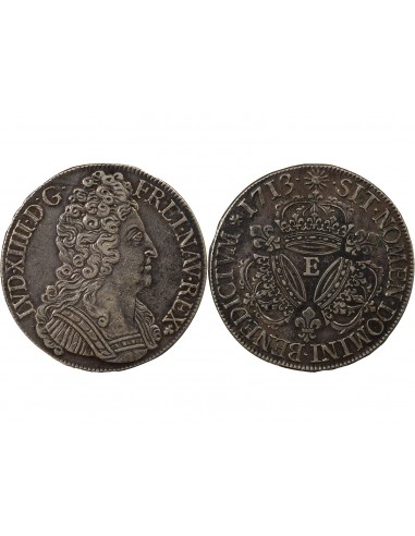 Louis XIV Aux Trois Couronnes 1 écu Argent 1713 E Tours