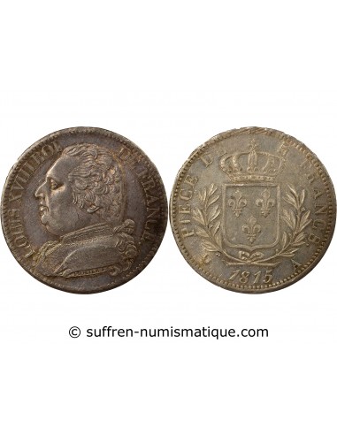 Louis XVIII Au Buste Habillé 5 francs Argent 1815 A - Paris