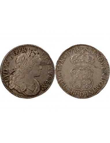 Louis XV De Navarre 1 écu Argent 1718 D Lyon