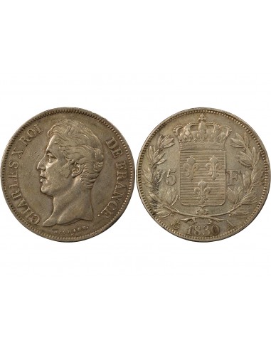 Charles X Tranche en Creux 5 francs Argent 1830 A - Paris