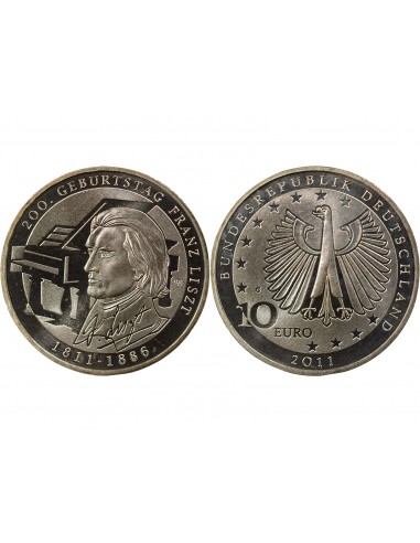 Allemagne Franz Liszt Franz Liszt 10 euros Argent 2011 G Karlsruhe