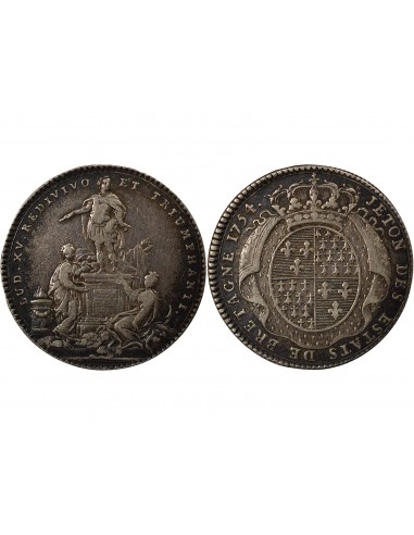 Louis XV Etats de Bretagne Jeton Argent 1754