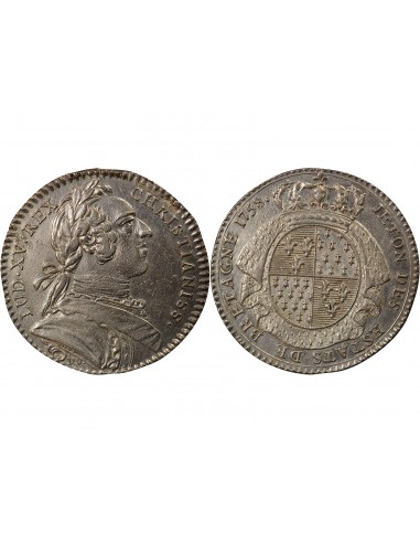 Louis XV Etats de Bretagne Jeton Argent 1758