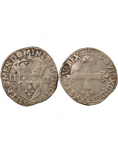 Louis XIII A la Croix fleurdelisée 1/4 ecu Argent 1614 9 Rennes