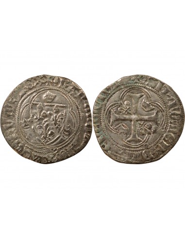 Charles VII A la Couronne 1 blanc Billon 1456-1461 H La Rochelle