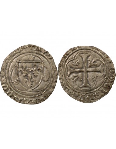 Louis XI A la Couronne 1 blanc Billon 1461-1475 E Tours