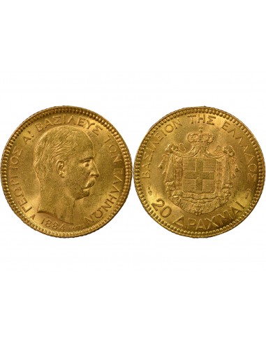 Grèce George I de Grèce 20 drachmai Or 1884 A - Paris