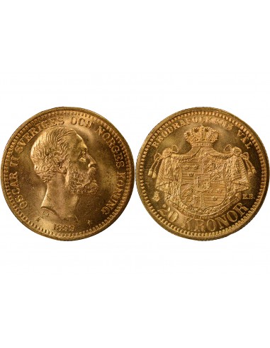 Suède Oscar II 20 kronor Or 1899 Stockholm