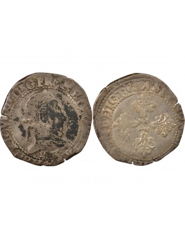 Henri III Au Col plat 1 franc Argent 1582 K Bordeaux