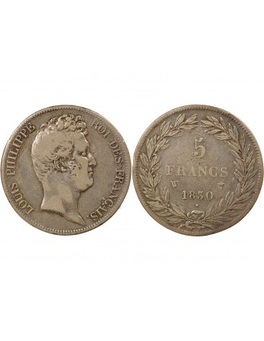 Louis-Philippe Ier Tiolier 5 francs Argent 1830 W Lille