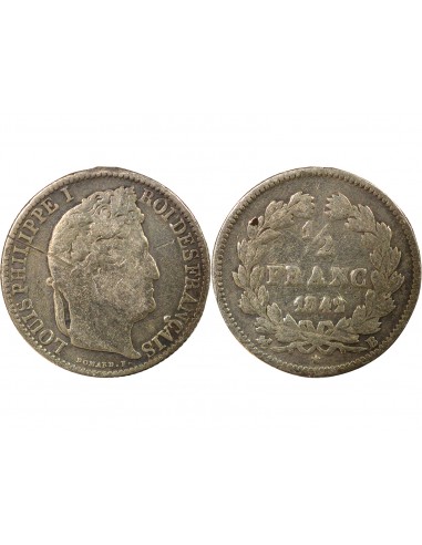 Louis-Philippe Ier 1/2 franc Argent 1842 B Rouen