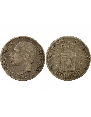 Espagne Alphonse XII d'Espagne 50 centimos Argent 1886 M Madrid