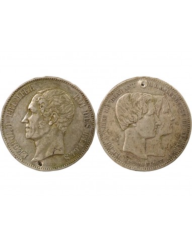 Belgique Léopold Ier Mariage Ducal 5 francs Argent 1853 B. Bruxelles