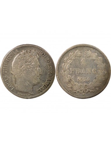 Louis-Philippe Ier 1 franc Argent 1834 B Rouen