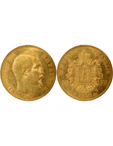 Napoléon III Tête nue 50 francs Or 1858 A - Paris