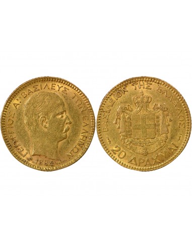 Grèce George I de Grèce 20 drachmai Or 1884 A Paris