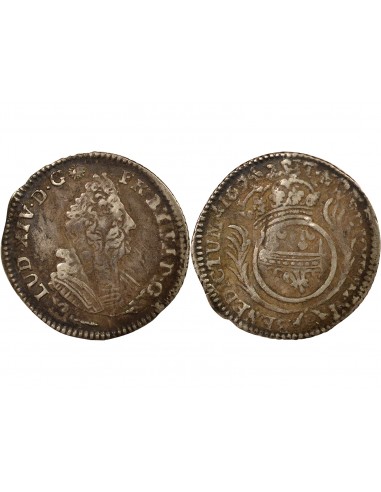 Louis XIV Aux Palmes Double Tournois Argent 1694 P Dijon