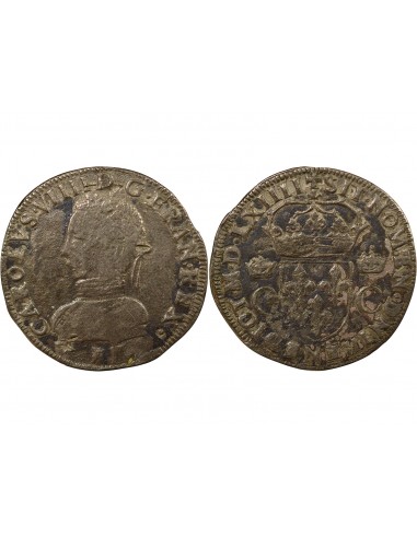 Charles IX 1er Type Double Tournois Argent 1564 E Tours