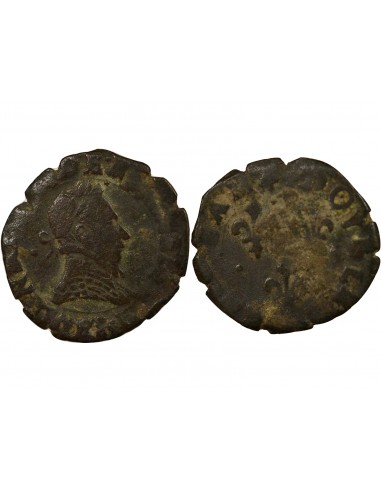 Henri III Type 2 Double Tournois Cuivre 1587 D Lyon