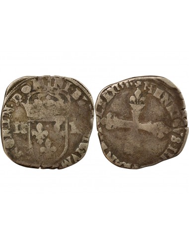 Henri III Croix de Face Double Tournois Billon 1585 F Angers