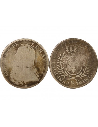 Louis XV Au Buste Habillé Double Tournois Argent 1733 C Caen