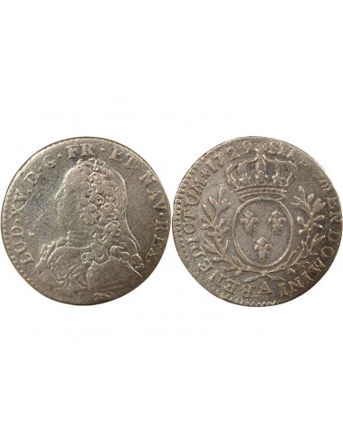 Louis XV Au Buste Habillé Double Tournois Argent 1729 A - Paris