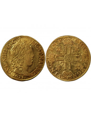 Louis XIV Louis d'or à la mèche longue Or 1653 X Amiens