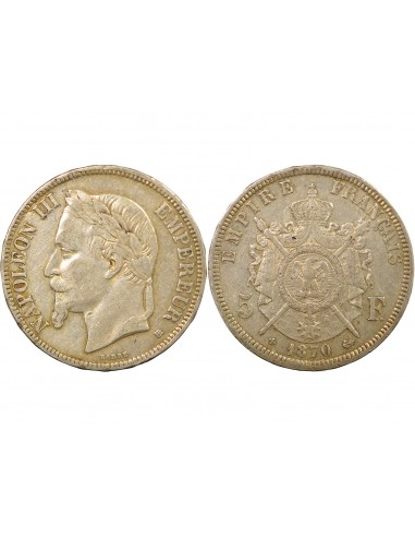 Napoléon III 5 francs Argent 1870 BB Strasbourg