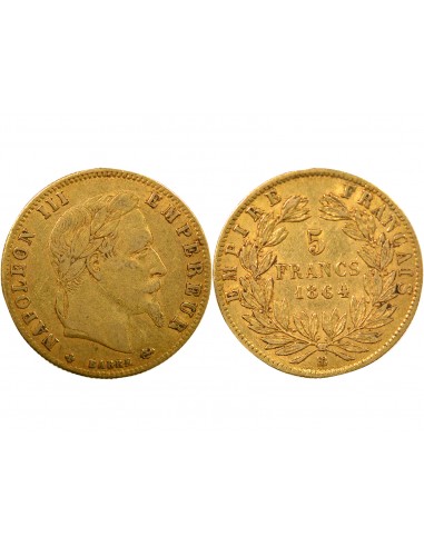 5 Francs Or 1864 BB Strasbourg