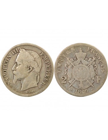 Napoléon III 2 francs Argent 1869 BB Strasbourg