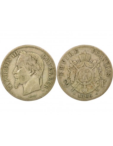 Napoléon III 2 francs Argent 1866 BB Strasbourg