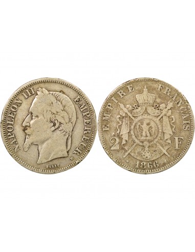 Napoléon III 2 francs Argent 1866 BB Strasbourg