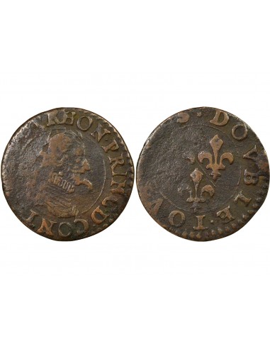 François de Bourbon-Conti Type 8 1 double tournois Cuivre 1605-1614