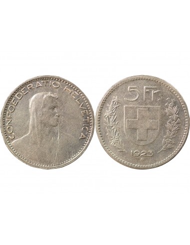 Suisse Tête de Berger 5 francs Argent 1923 Berne