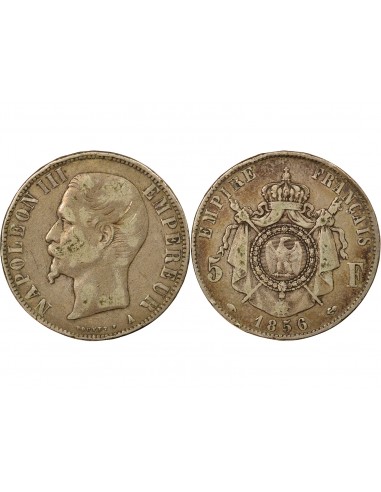 Napoléon III Tête nue 5 francs Argent 1856 A - Paris