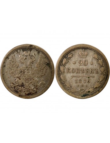 Russie Tsar Alexandre II 20 kopeks Argent 1876 Saint-Petersbourg