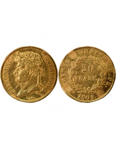 Etats Allemands (Westphalie) Jérôme Bonaparte 20 franken Or 1809 C Cassel