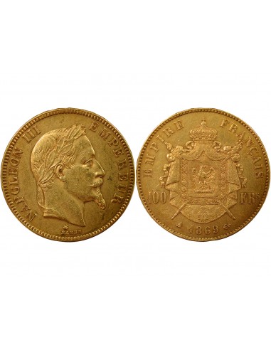 Napoléon III Tête Laurée 100 francs Or 1869 A - Paris