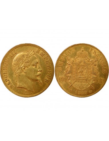 Napoléon III Tête laurée 100 francs Or 1869 BB Strasbourg