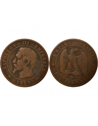 Napoléon III Tête Nue 10 centimes Bronze 1853 D Lyon