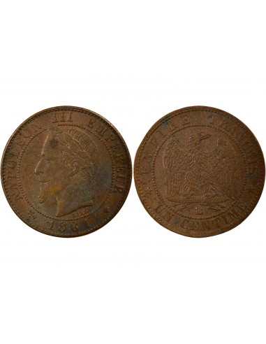 Napoléon III Tête Laurée 21 centime Bronze 1861 BB Strasbourg