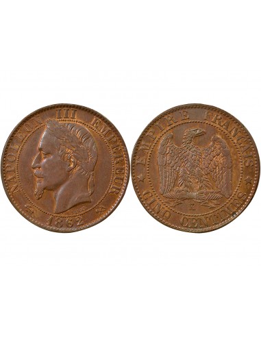 Napoléon III Tête laurée 5 centimes Bronze 1862 K Bordeaux