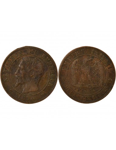 Napoléon III Tête nue 2 centimes Bronze 1854 B Rouen