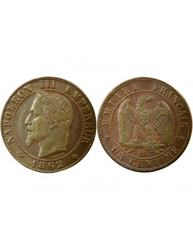 Napoléon III Tête Laurée 21 centime Bronze 1862 BB Strasbourg