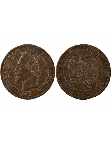 Napoléon III Tête Laurée 2 centimes Bronze 1862 K Bordeaux