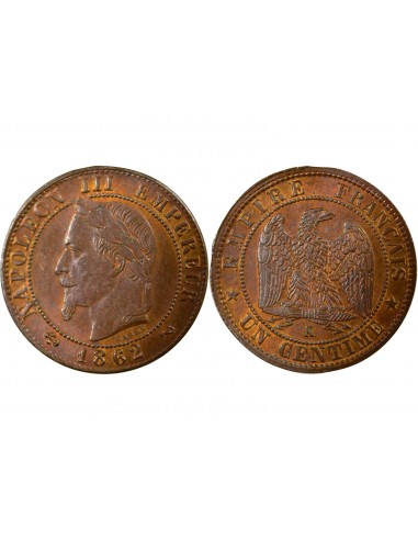 Napoléon III Tête Laurée 21 centime Bronze 1862 K Bordeaux