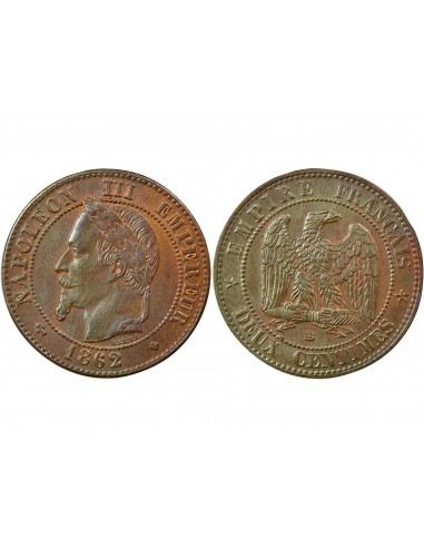 Napoléon III Tête laurée 2 centimes Bronze 1862 BB Strasbourg